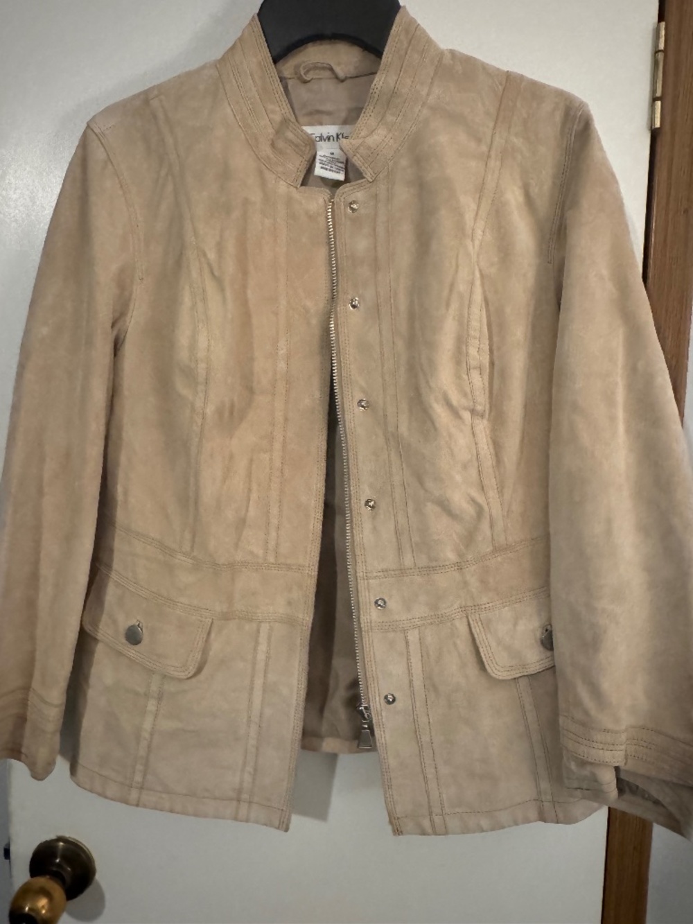 Calvin Klein beige suede leather jacket size medium